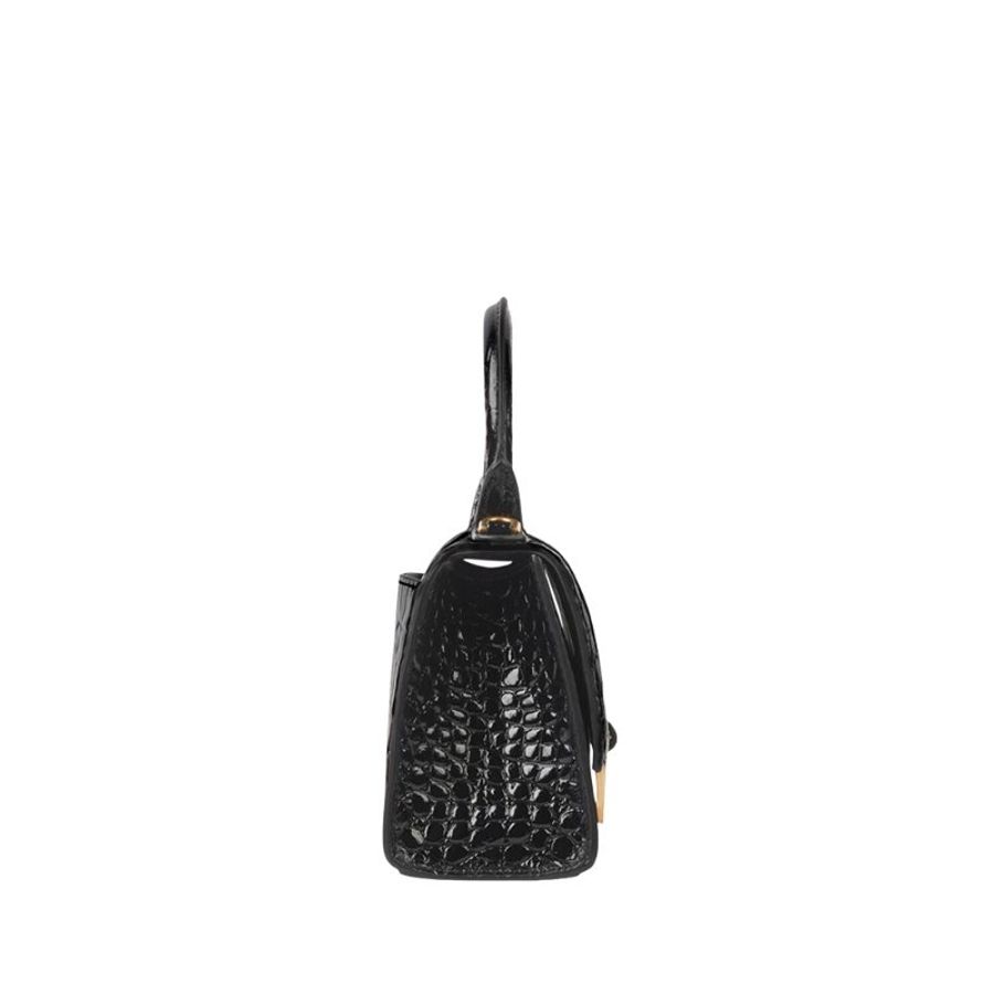 Balenciaga Hourglass Xs Crocodile Embossed Crossbody Bag for Women in Black (592833-1LRGM-1000 )-1