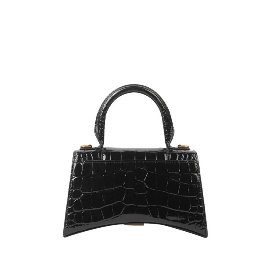 Balenciaga Hourglass Xs Crocodile Embossed Crossbody Bag for Women in Black (592833-1LRGM-1000 )-2