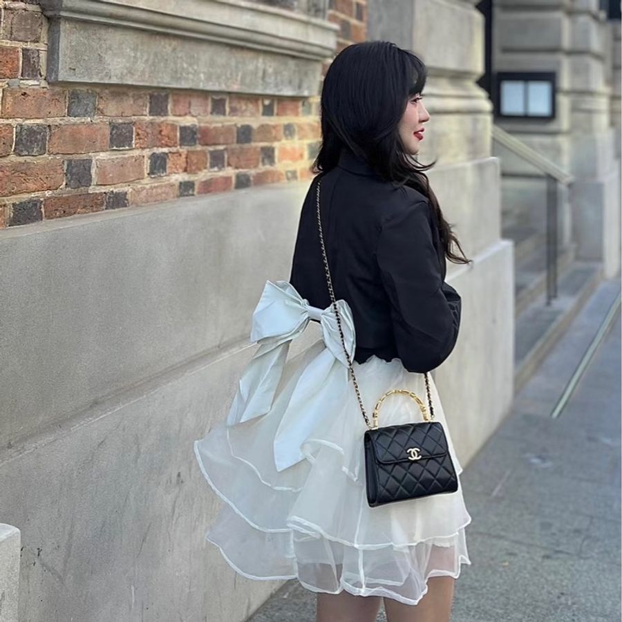 Chanel 22B 琺瑯提把 琺瑯手柄 Kelly 包 凱莉包 晶片款 中號 鏈條小廢包 復古金-1