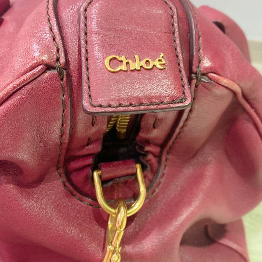🔆Chloé Chloe 紅酒色 手提 肩背 2way 波士頓包-17