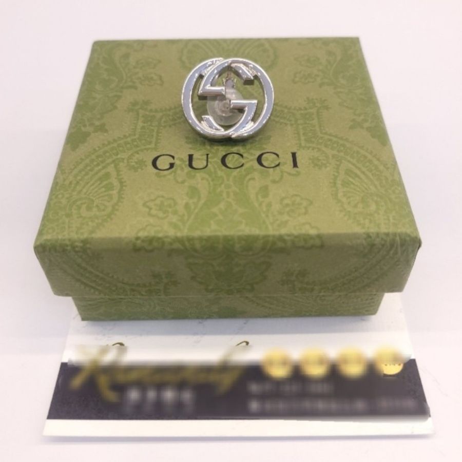 GUCCI 雙G LOGO銀色夾式單邊耳環-2