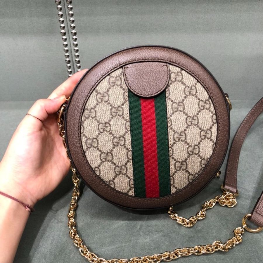 "限時降價"-Gucci 550618 GG Ophidia supreme 塗層帆布小圓餅包《當季專櫃正售★全新商品 》-3