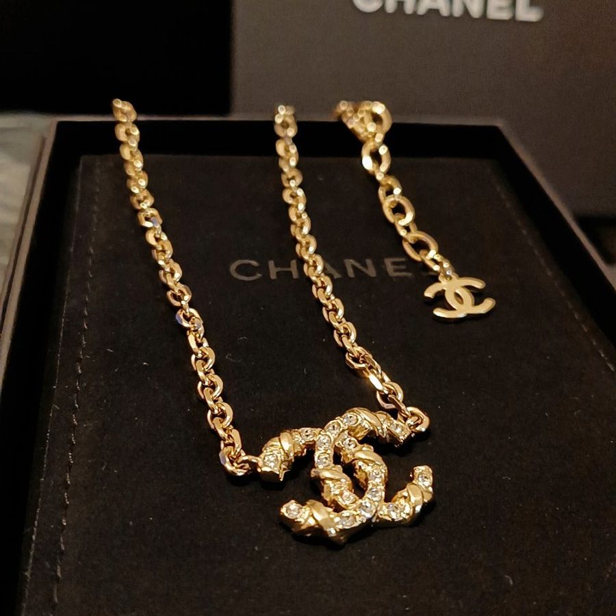 Chanel 香奈兒 項鍊 C logo 雙C logo 鑽 項鍊 雙面可以戴-0