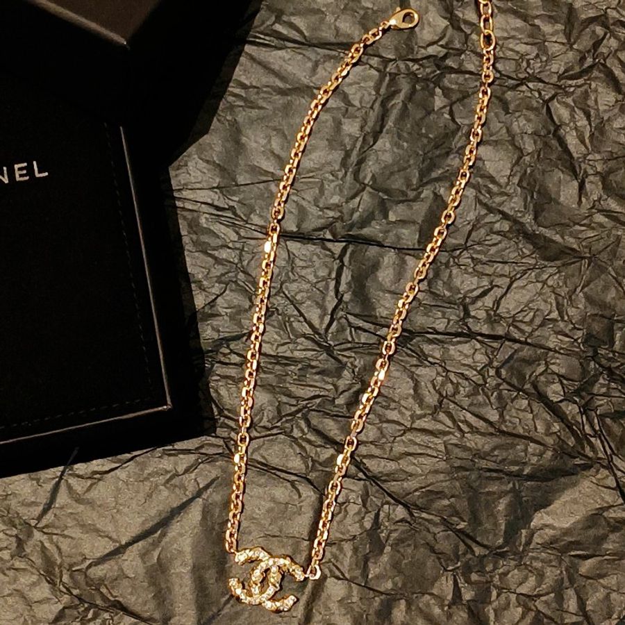 Chanel 香奈兒 項鍊 C logo 雙C logo 鑽 項鍊 雙面可以戴-14