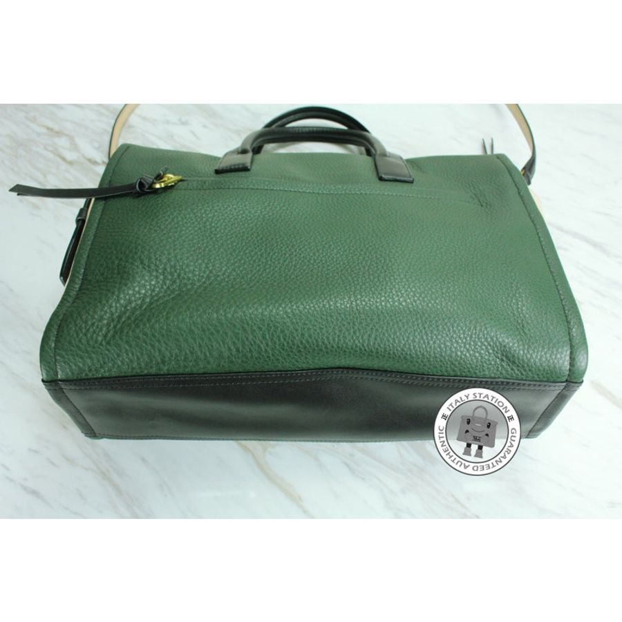 Coach F27994 Green+black+tan / B4/OL Leather Tote Bag Ghw-2