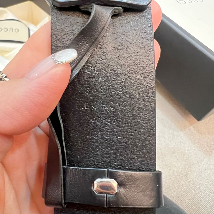 Gucci 全黑皮帶90cm-4