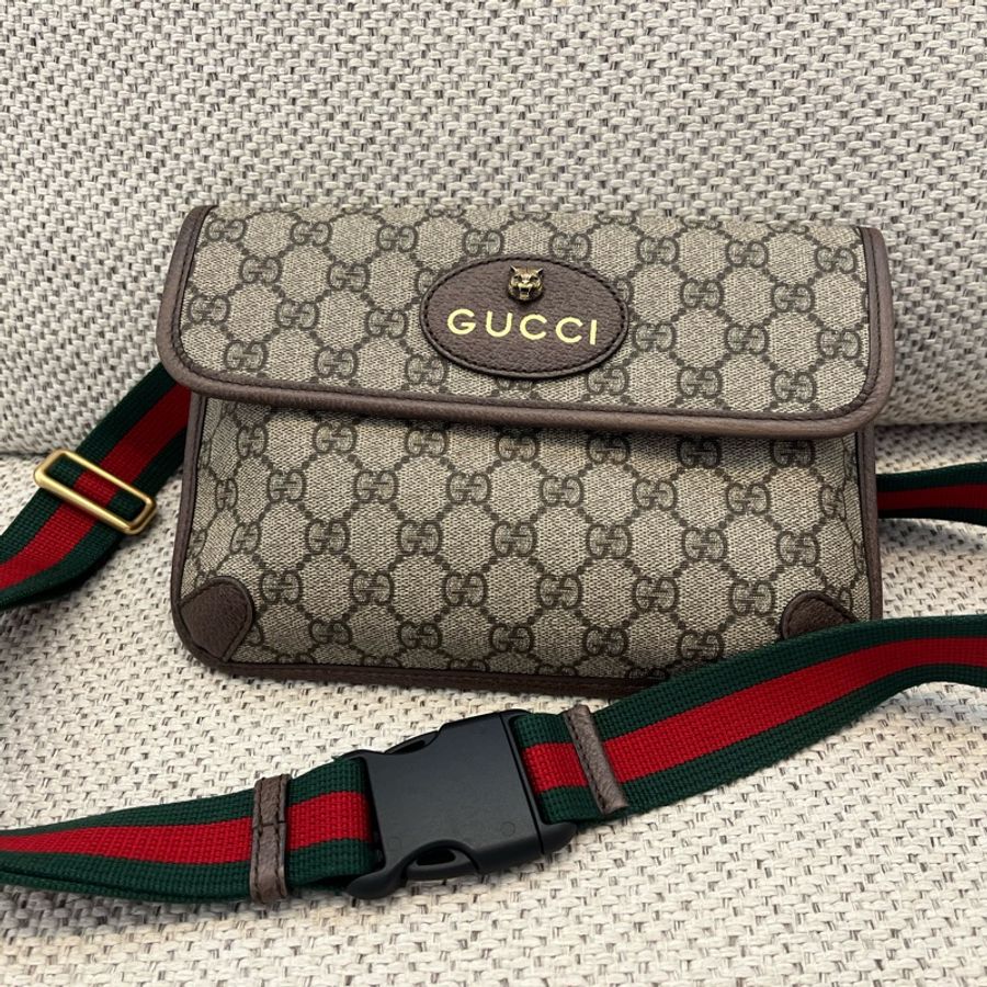 Gucci 虎頭織帶斜背包 腰包-5