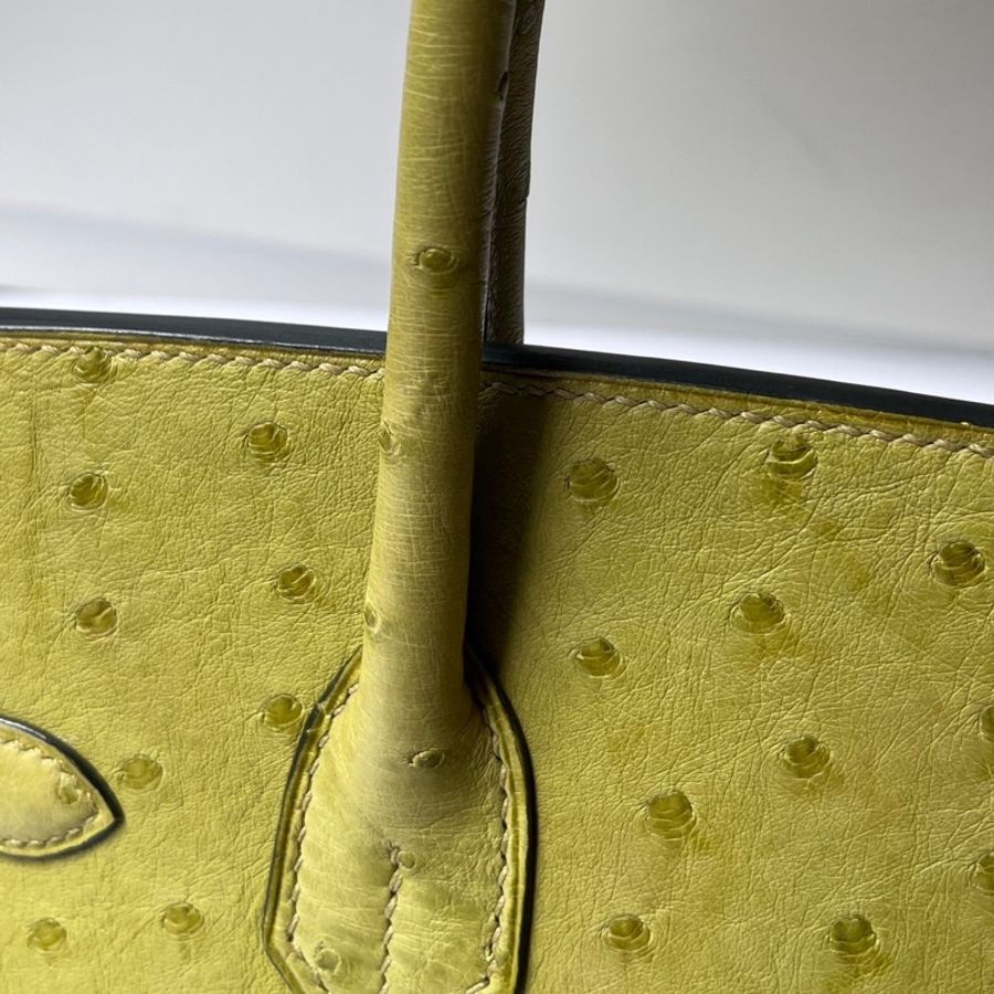 Hermes 鴕鳥皮 綠黃色birkin 30公分-10