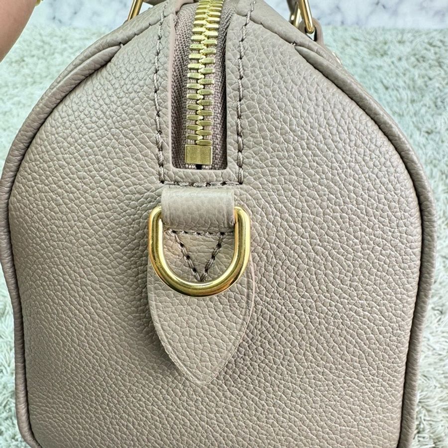 LV M46575經典Speedy Bandoulière 20 Empreinte皮革手提/斜背包(斑鳩灰色/ 奶油色)-19