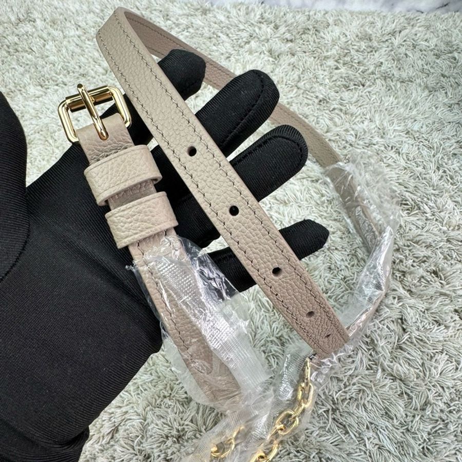 LV M46575經典Speedy Bandoulière 20 Empreinte皮革手提/斜背包(斑鳩灰色/ 奶油色)-25