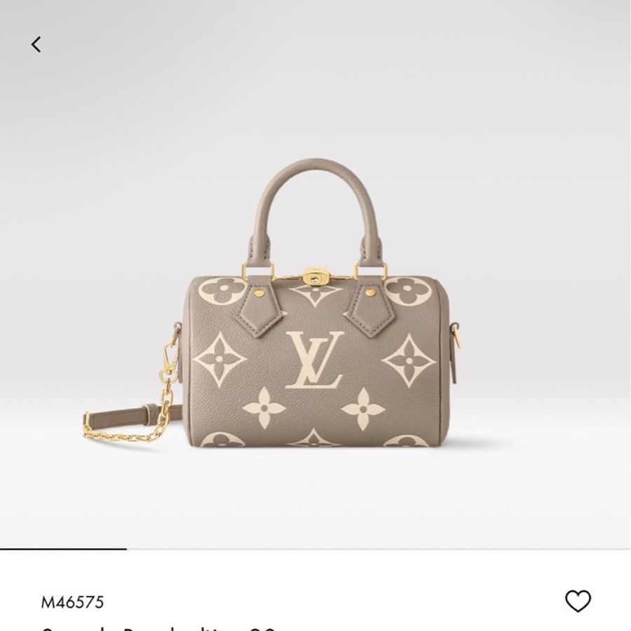 LV M46575經典Speedy Bandoulière 20 Empreinte皮革手提/斜背包(斑鳩灰色/ 奶油色)-27