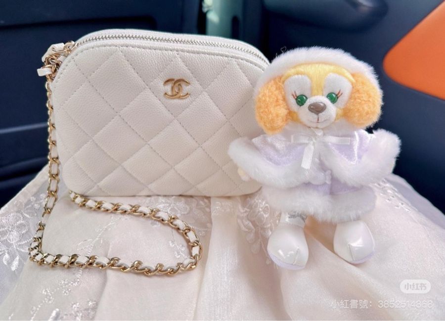 香奈兒Chanel 24s小貝殼包 荔枝牛皮 白色 金釦-5
