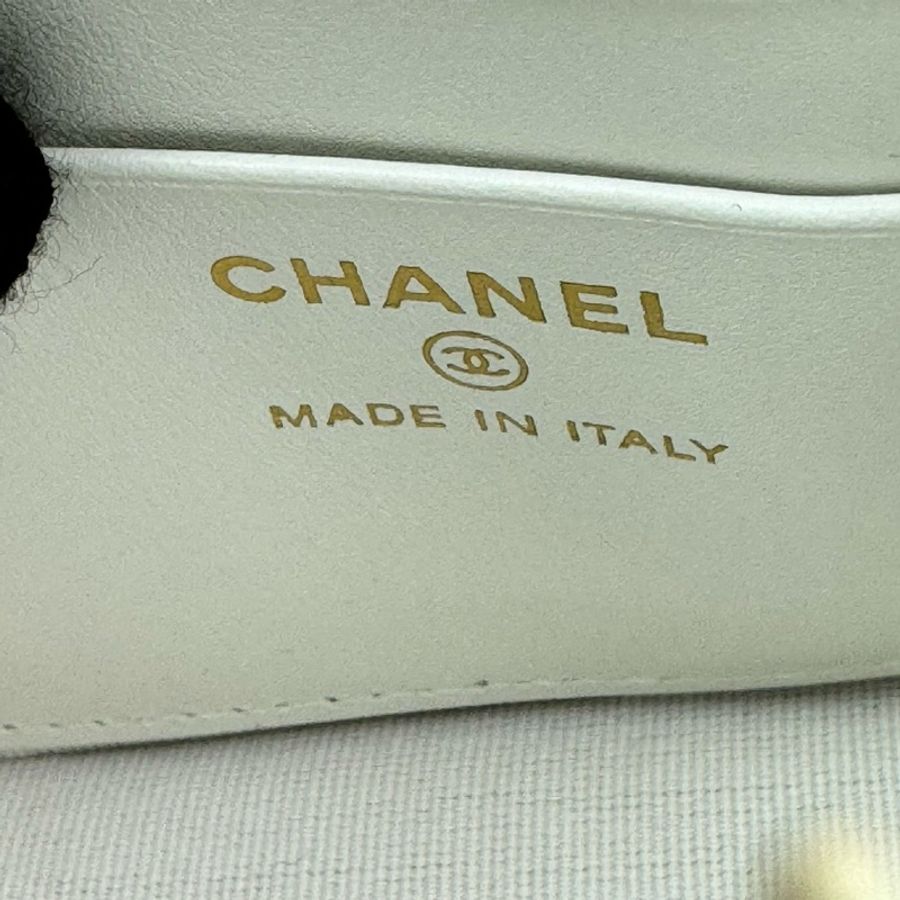 香奈兒Chanel 24s小貝殼包 荔枝牛皮 白色 金釦-8