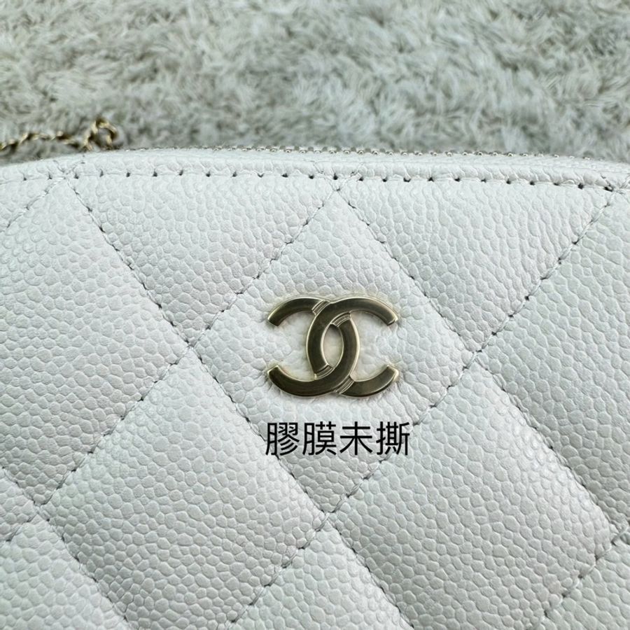 香奈兒Chanel 24s小貝殼包 荔枝牛皮 白色 金釦-20