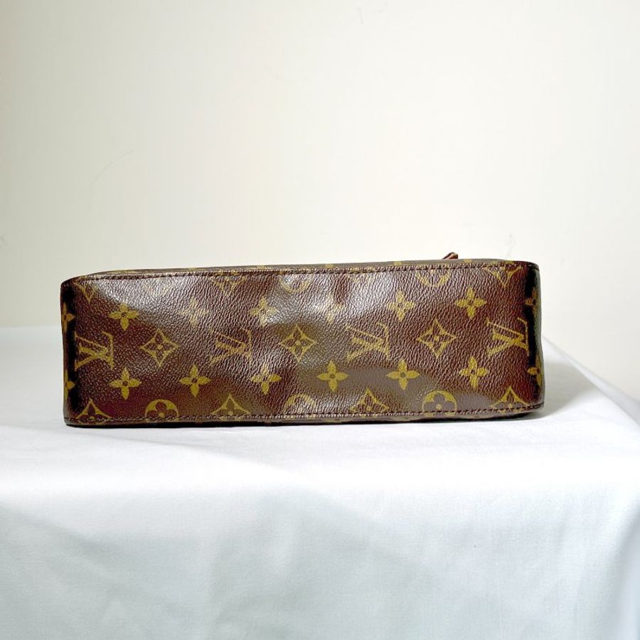 LV looping bag啡色老花皮革側肩孭揹單肩包手袋古董袋 日出中古vintage-3
