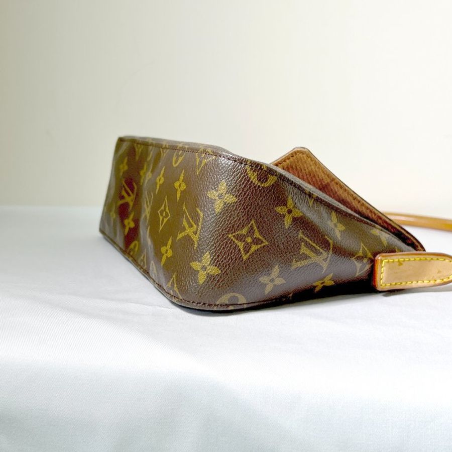 LV looping bag啡色老花皮革側肩孭揹單肩包手袋古董袋 日出中古vintage-5