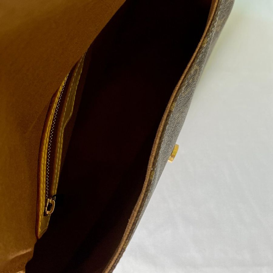 LV looping bag啡色老花皮革側肩孭揹單肩包手袋古董袋 日出中古vintage-6