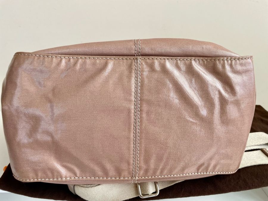TOD’S  G-Bag 漆亮帆布肩背包 斜背包 手提包 防水包 粉膚色-8