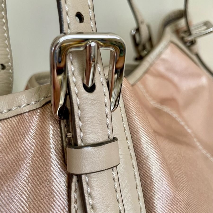 TOD’S  G-Bag 漆亮帆布肩背包 斜背包 手提包 防水包 粉膚色-12