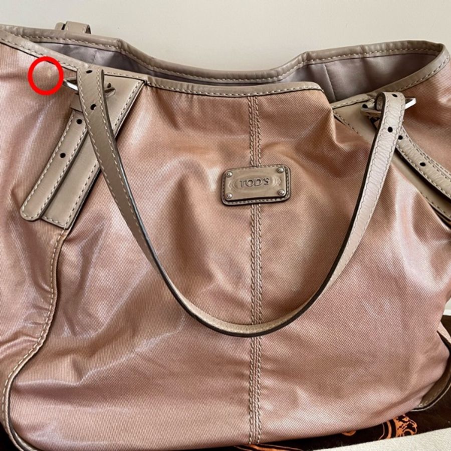 TOD’S  G-Bag 漆亮帆布肩背包 斜背包 手提包 防水包 粉膚色-17
