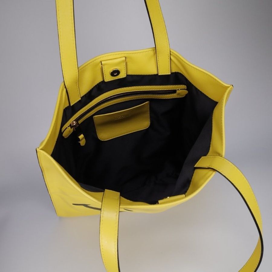 "限時降價"-Moschino Smiley® 納帕皮購物袋 - 可愛Smiley®與柔軟羊皮的完美結合《當季專櫃正售★全新商品 》-10