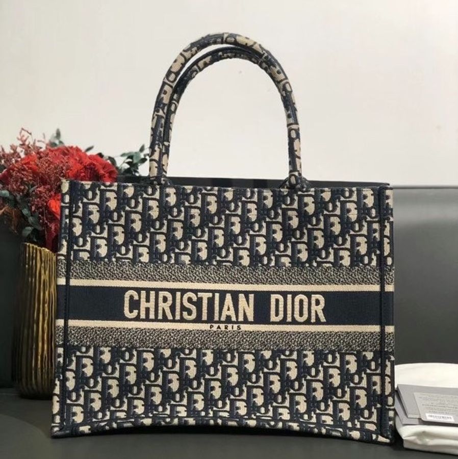 Dior 迪奧 tote中號藍色老花購物袋 單肩手提包 2024購入-0