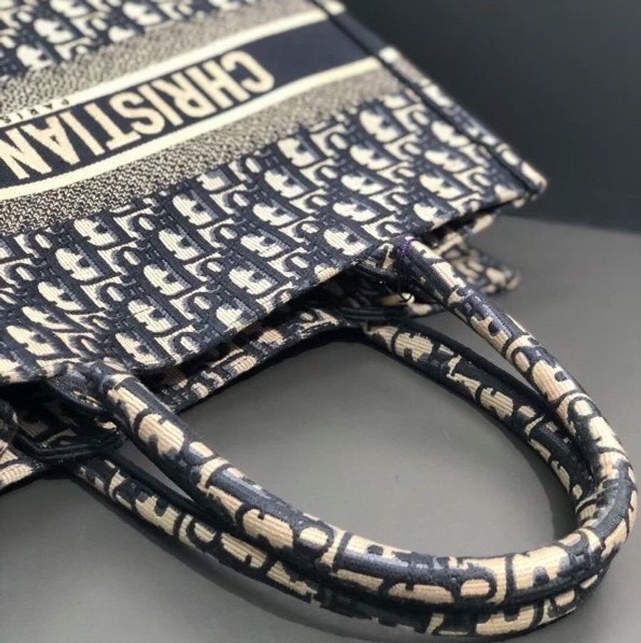 Dior 迪奧 tote中號藍色老花購物袋 單肩手提包 2024購入-4