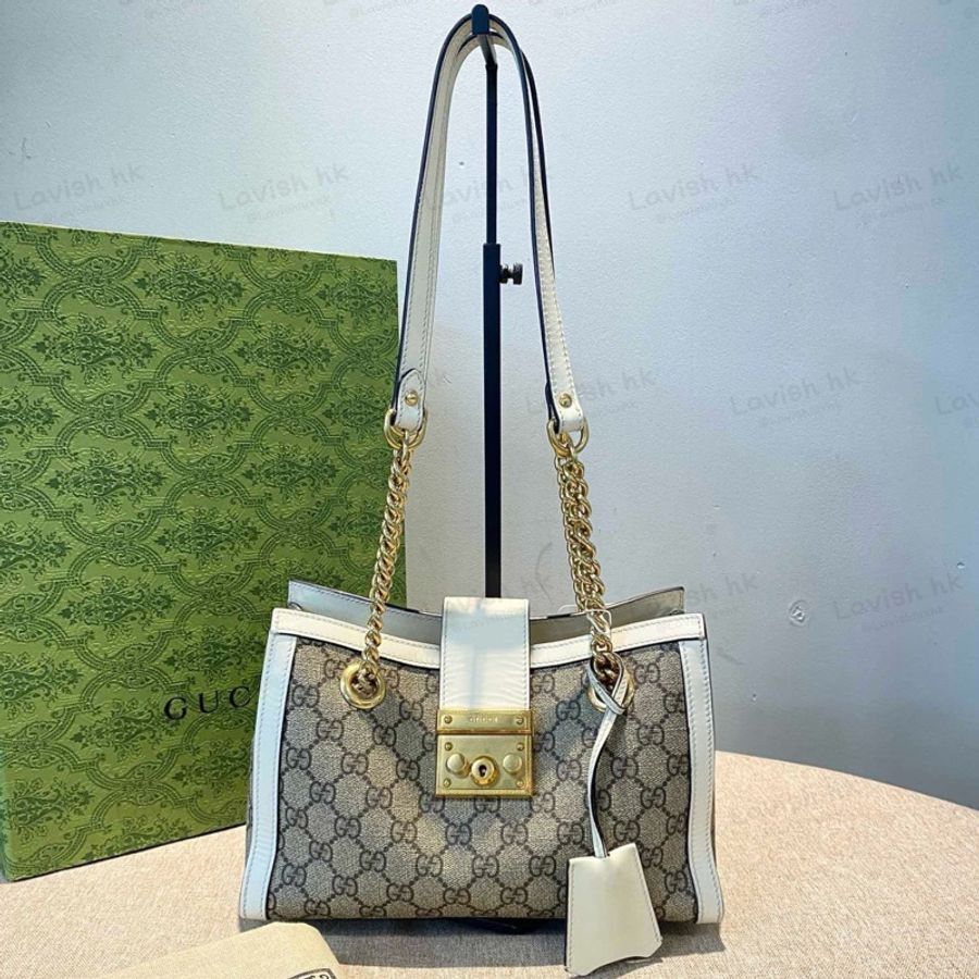 Gucci Padlock系列白色鏈條包-0