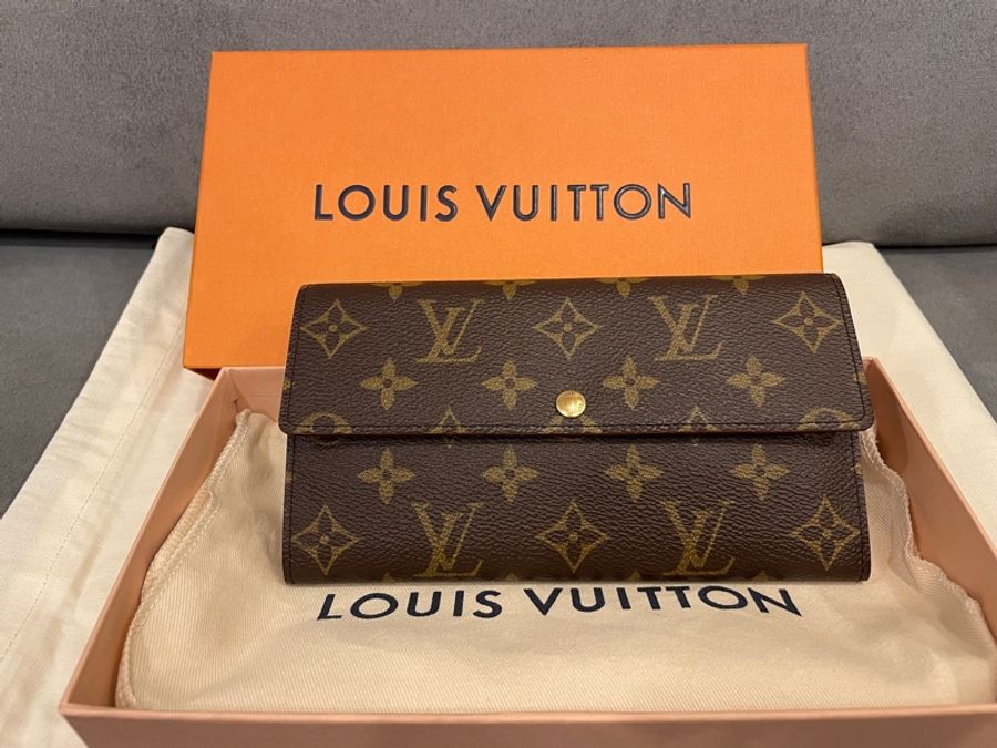 (近新閒置品)LV老花 金釦 信封 掀蓋 長夾/發財包/長錢夾-1
