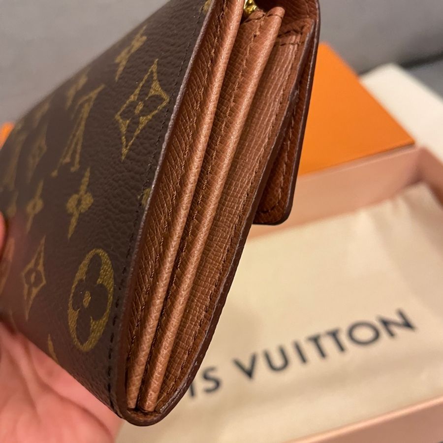 (近新閒置品)LV老花 金釦 信封 掀蓋 長夾/發財包/長錢夾-6