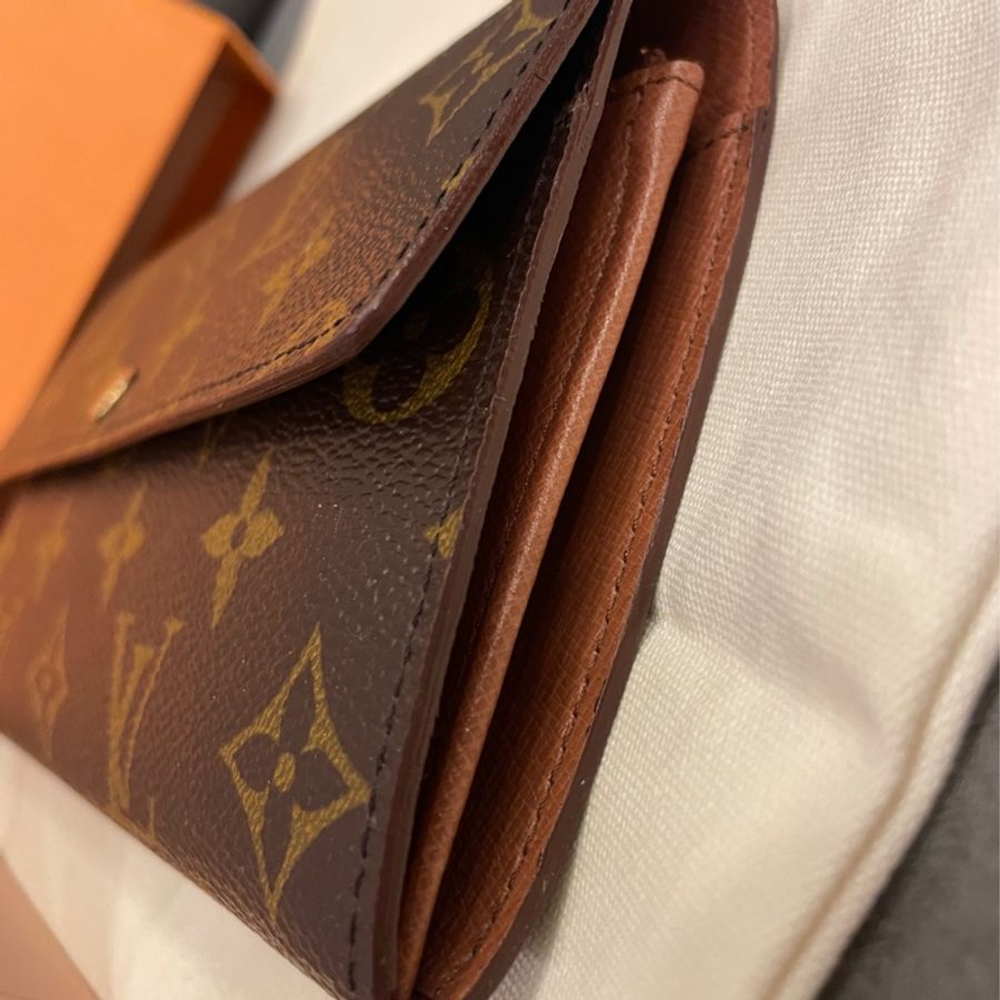(近新閒置品)LV老花 金釦 信封 掀蓋 長夾/發財包/長錢夾-7