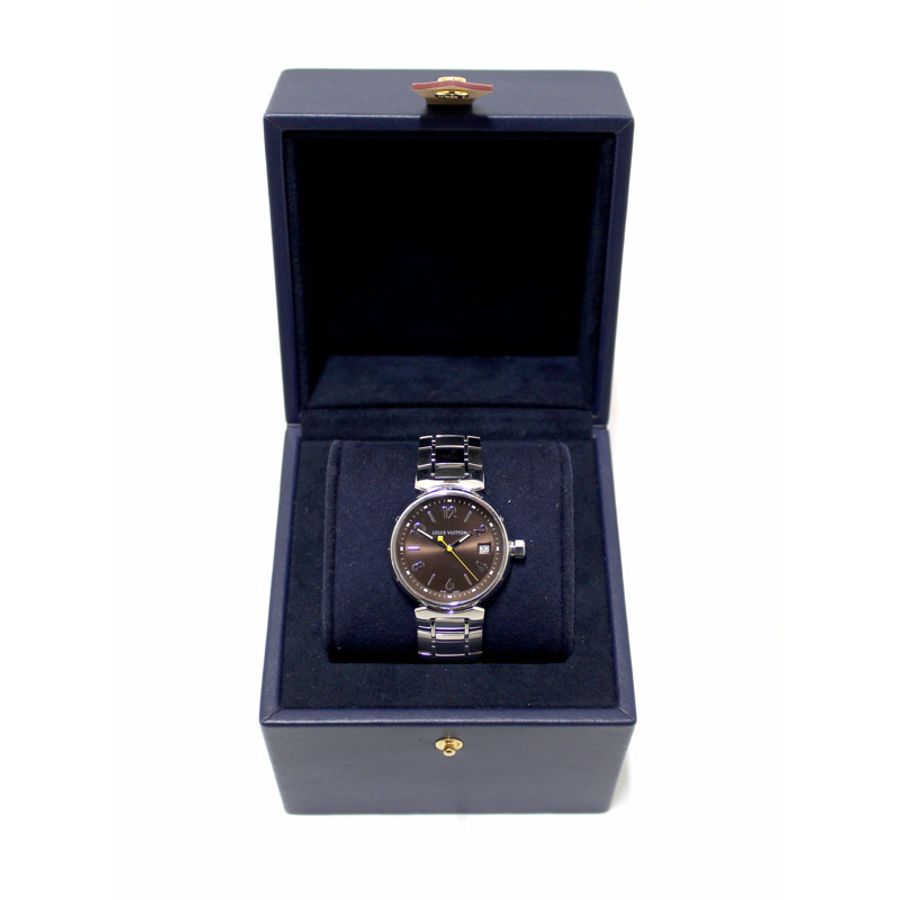 Louis Vuitton Tambour Quartz Watch in Brown Steel-0