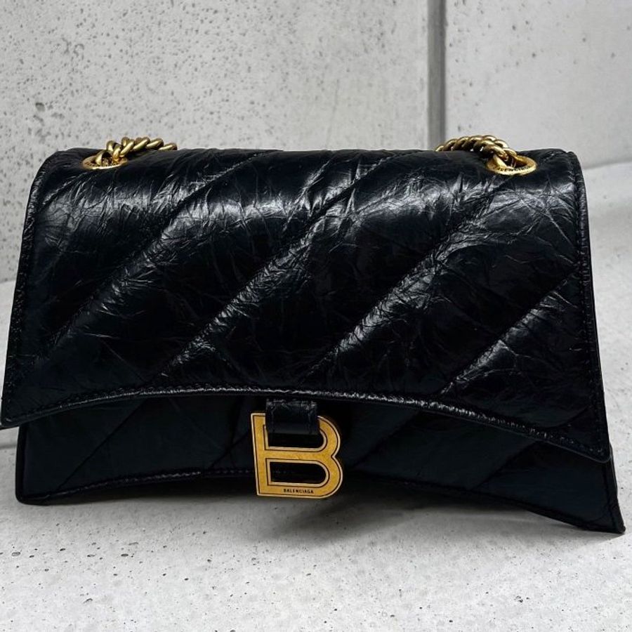 Balenciaga 736016 Crush XS 黑色絎縫鏈條包 - 現代設計與奢華材質的完美融合《當季專櫃正售★全新商品 》-4