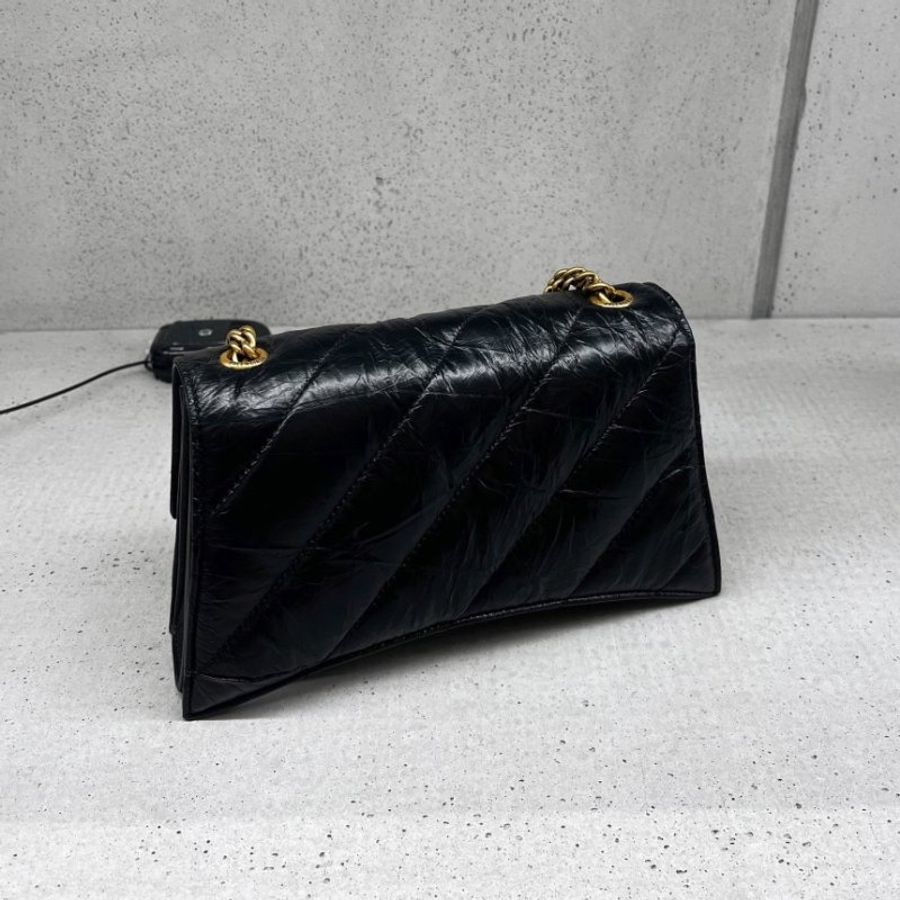 Balenciaga 736016 Crush XS 黑色絎縫鏈條包 - 現代設計與奢華材質的完美融合《當季專櫃正售★全新商品 》-8