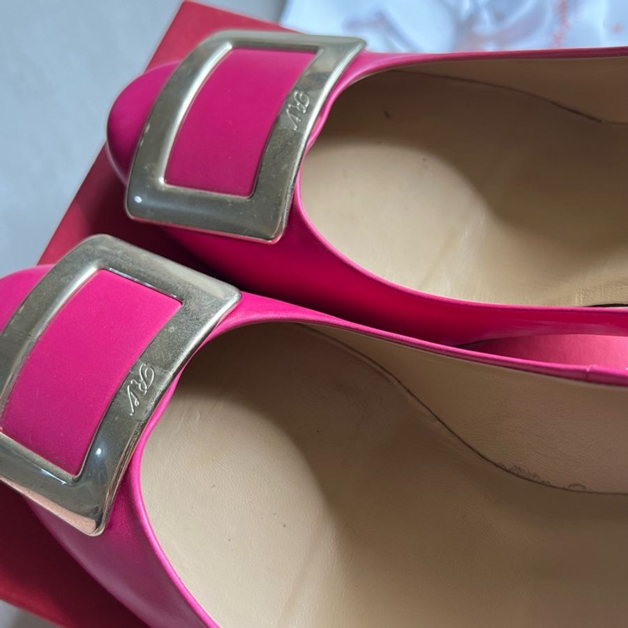 Roger Vivier 桃紅色 方扣 高跟鞋 39號-8