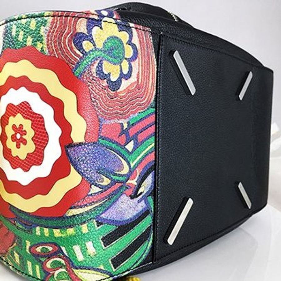 LOEWE黑色小牛皮加蜥蜴皮花卉刺繡吊床包(中)-3