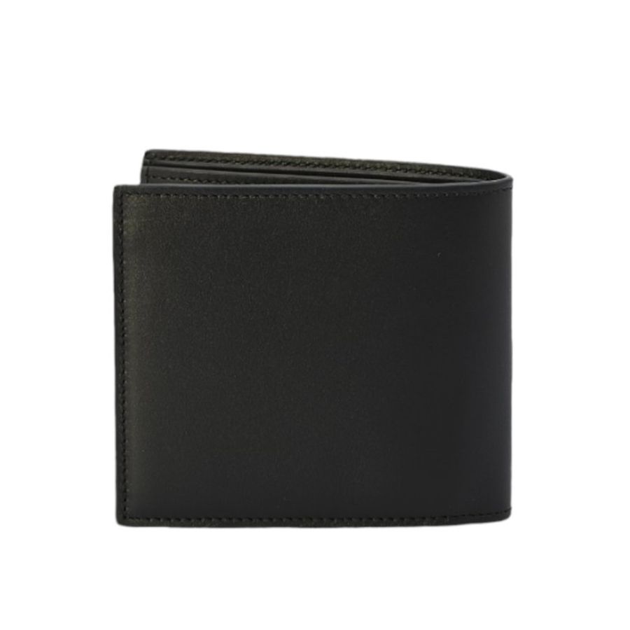 【LOEWE 羅威】Bifold 緞面小牛皮 壓紋 雙摺 皮夾 卡夾 短夾 黑色 C565302X07-3
