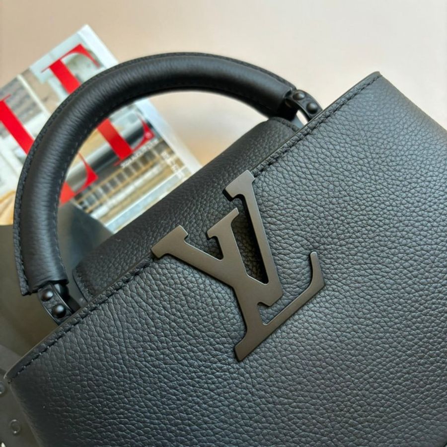 ::LOUIS VUITTON:: LV M23955黑皮革黑LOGO MINI手提兩用包-2