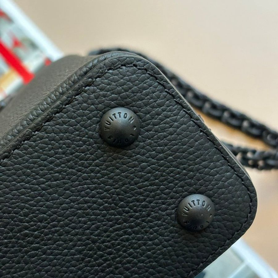 ::LOUIS VUITTON:: LV M23955黑皮革黑LOGO MINI手提兩用包-6