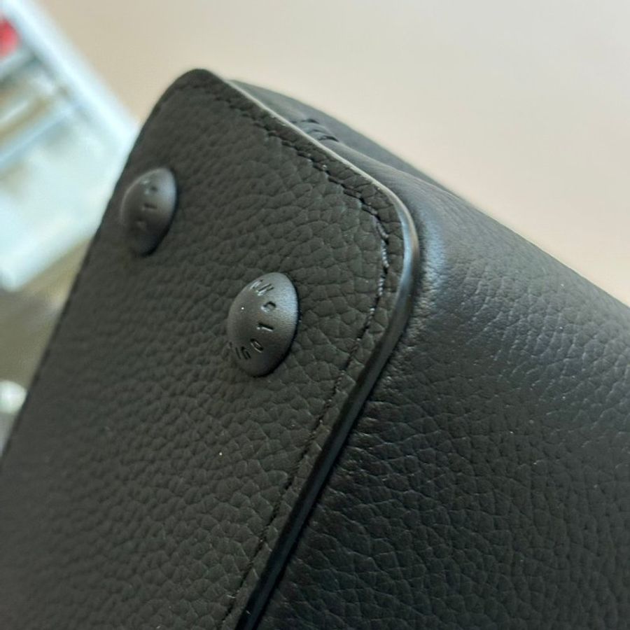 ::LOUIS VUITTON:: LV M23955黑皮革黑LOGO MINI手提兩用包-8
