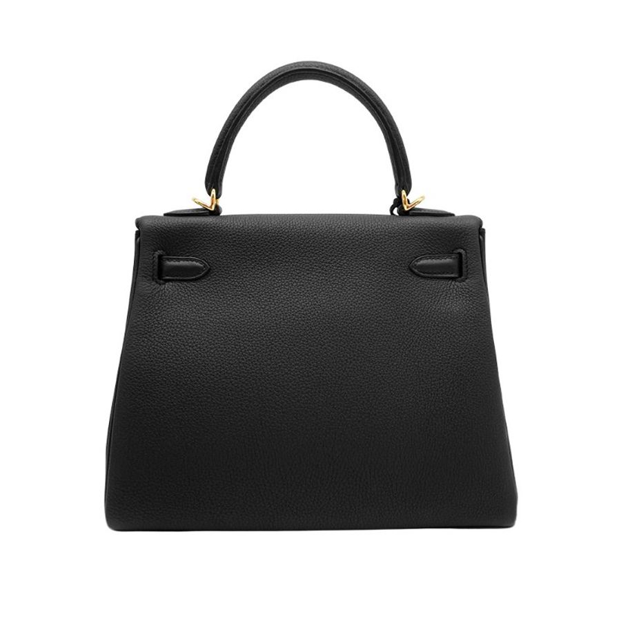 Hermes Kelly Togo牛皮金釦手提/肩背包-25cm(89黑)-2