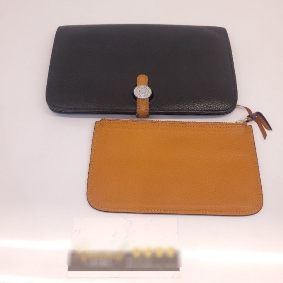 HERMES 愛馬仕Dogon DUO Wallet 多功能長夾/護照夾
(黑色/銀扣/橘色)-4