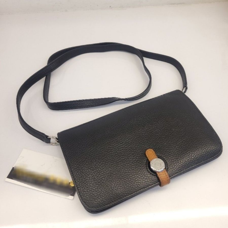 HERMES 愛馬仕Dogon DUO Wallet 多功能長夾/護照夾
(黑色/銀扣/橘色)-5