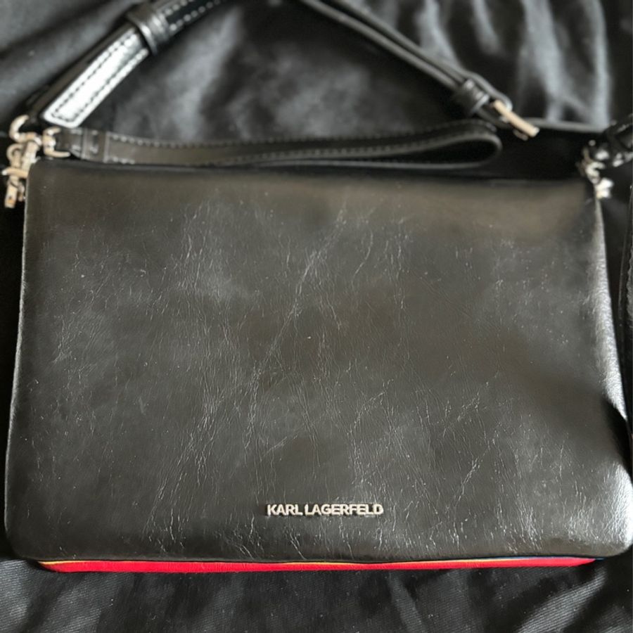 Karl Lagerfeld Leather Panelled logo shoulder bag-0