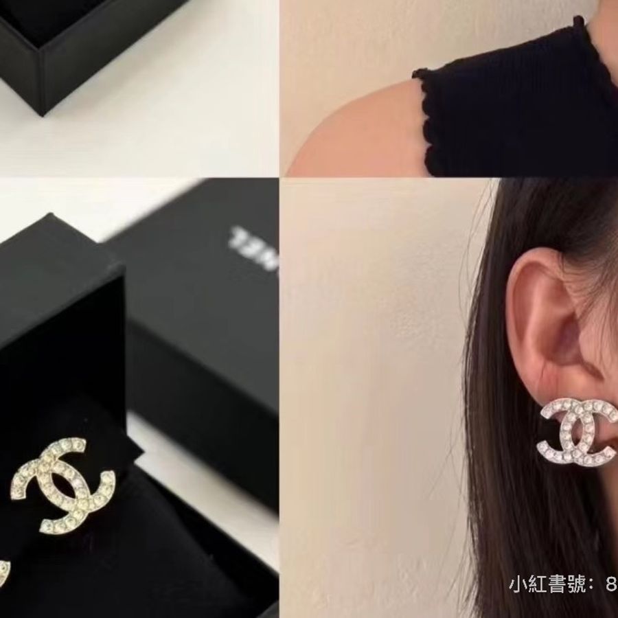 CHANEL耳夾🎨大款水鑽耳夾耳環✨全新-8