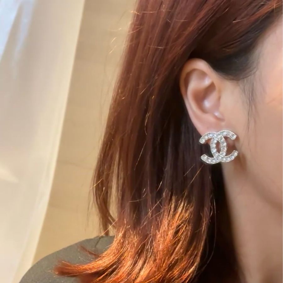 CHANEL耳夾🎨大款水鑽耳夾耳環✨全新-1