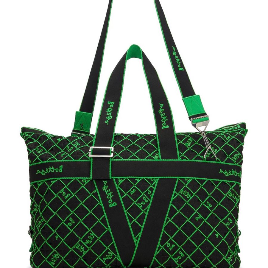全新正品 Bottega Veneta Borsa 經典編織布面大側背 斜背包 旅行袋-0
