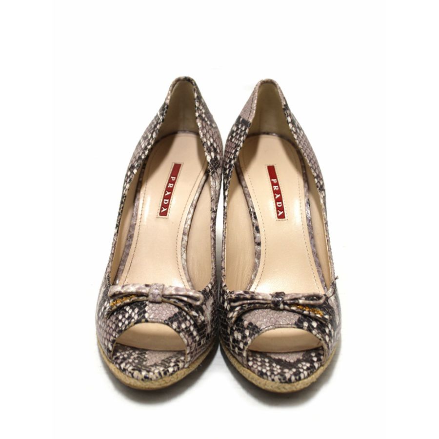 NEW Prada Beige Python Leather Wedge Size 39.5-1