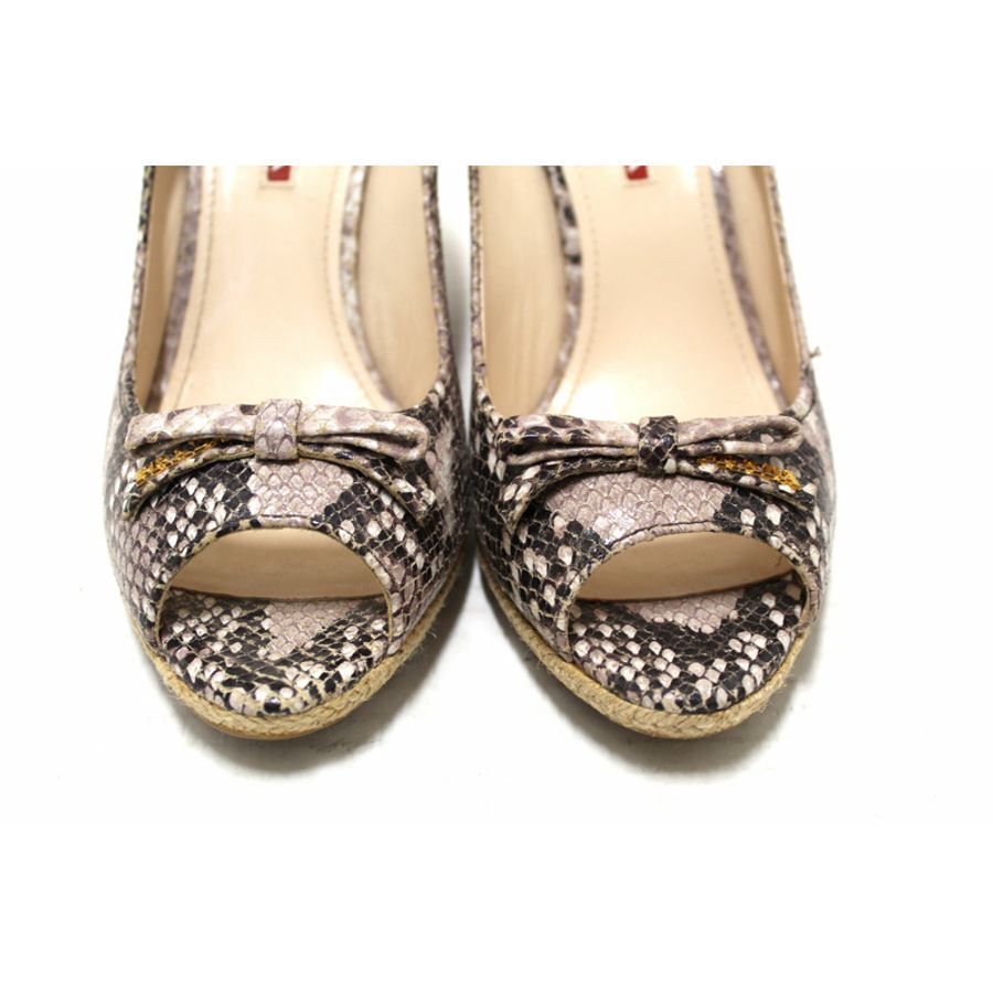 NEW Prada Beige Python Leather Wedge Size 39.5-5