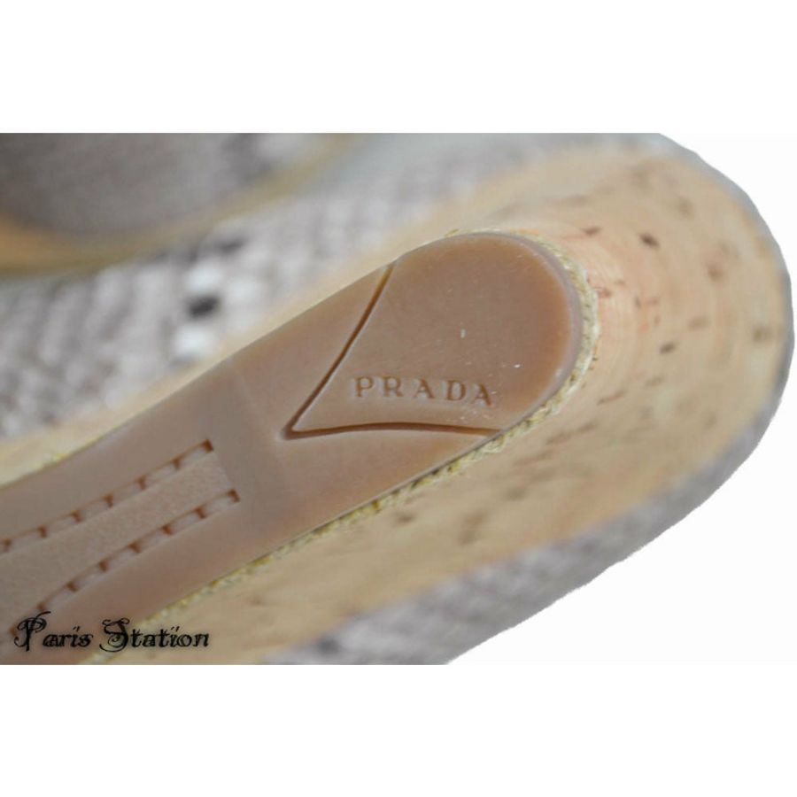 NEW Prada Beige Python Leather Wedge Size 39.5-11
